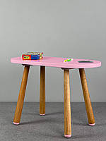 Овальный столик для девочки "Монтессори" из натурального дерева Розовый