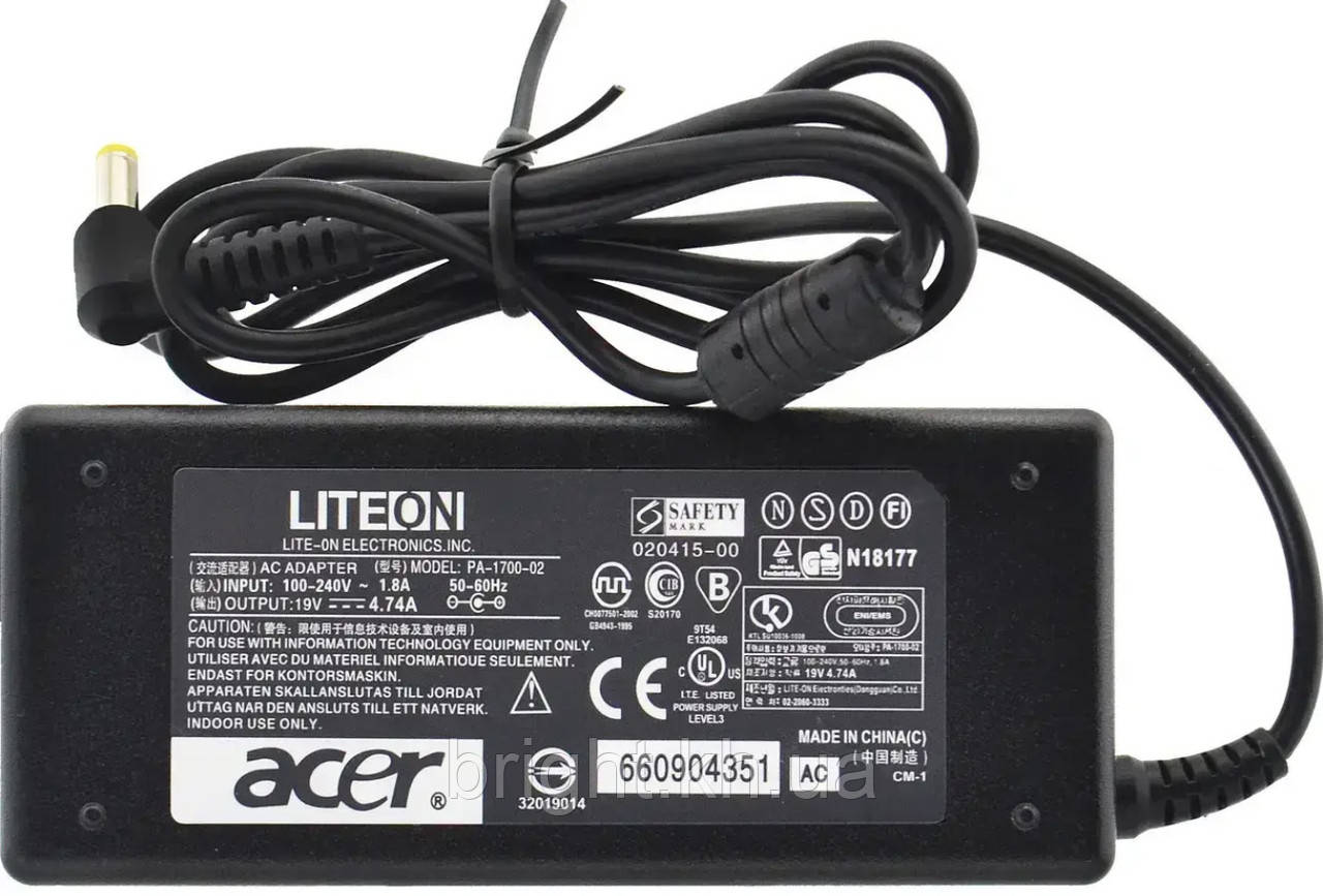 Блок живлення Acer 19 V 4.74 A (5.5 * 1.7), фото 1