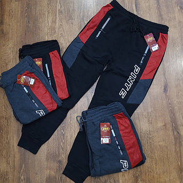 Теплі чоловічі спортивні штани з начосом,2 кишені Art: 6128 Опт(упаковками по 12 шт.)