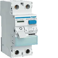 Пристрій захисного відключення Hager 2 полюси 40A 30mA A CDA240D
