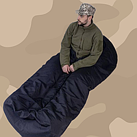 Спальный мешок зсу зима на флисе изнутри, Спальный мешок армейский, Тактический спальник теплый, Черный
