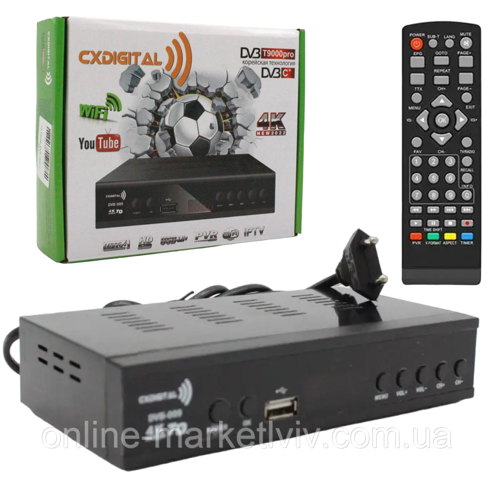 Цифрова Т2 приставка DVB-009 з Wifi / Цифровий ресивер для телевізора / Т2 тюнер / Цифрова приставка