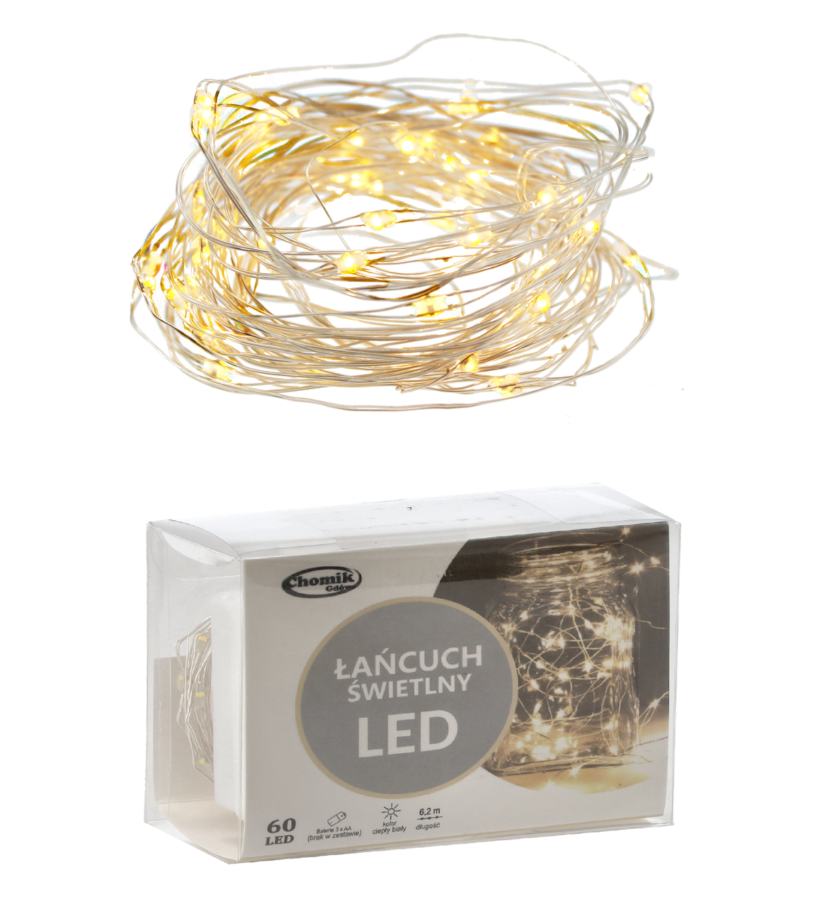 Новорічна гірлянда-струна Chomik 6,2 м 60 LED теплий білий