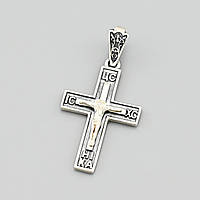 Серебряный крестик с чернением Иисус Христос Спаси и Сохрани Ю412пч размер 38х19 мм вес 3.33 г