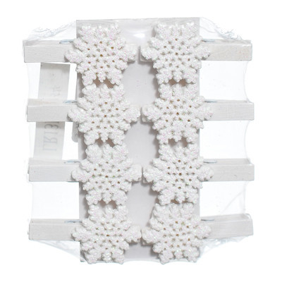 Набір новорічних декоративних прикрас 8 шт Прищіпки зі сніжинками