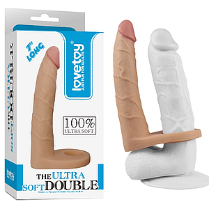 Насадка на пеніс із кібершкіри Lovetoy THE ULTRA SOFT DOUBLE для подвійного проникнення