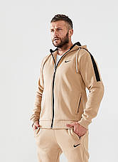 Спортивний костюм Nike теплий чоловічий із каюпшоном, зимовий спортивний костюм Nike Найк на флісі хакі, фото 3
