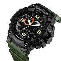 Фирменные спортивные часы SKMEI 1520AG ARMY GREEN | Мужские армейские водостойкие NE-594 тактические часы