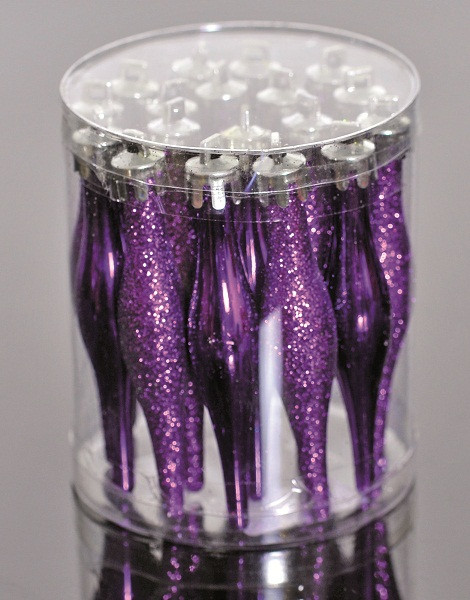 Набір ялинкових прикрас, 9,5 см Бурулька 18 шт, пластик колір фіолетовий