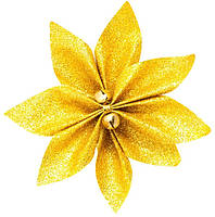 Набір новорічних прикрас 12 см Квітка 4 шт текстиль колір золотий