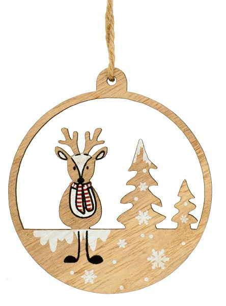 Новорічна декоративна підвіска 10 см Олень дерев'яна House of Seasons
