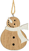 Новогодняя декоративная подвеска 10 см Снеговик деревянная House of Seasons
