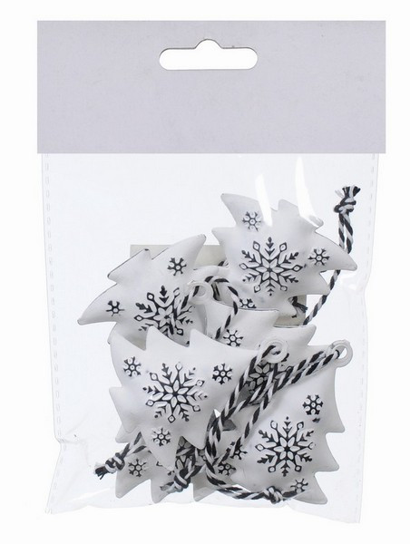 Набір новорічних прикрас Ялинка 6 шт метал, білий з чорним