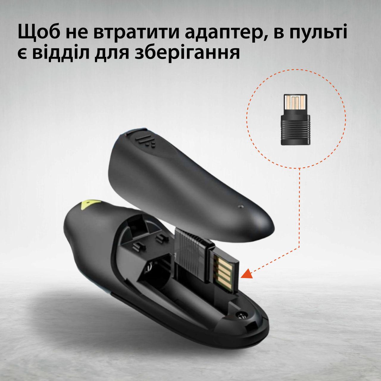 Пульт для презентаций с USB лазерная указка на 100 м кликер презентер на 10м R2 - фото 6 - id-p2038241964