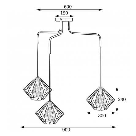 Люстра підвісна в стилі лофт на три плафони MSK Electric Rhombus NL 13023-3, фото 2