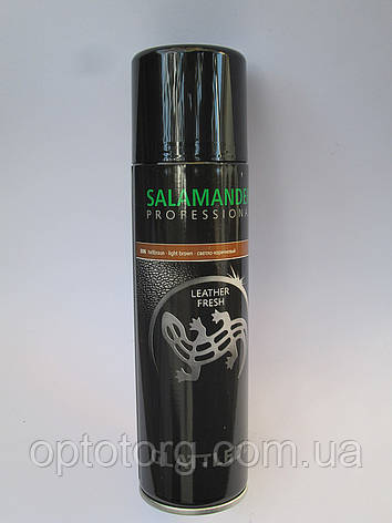Аерозольна Світло-коричнева фарба "Leather Fresh" Salamander PROFESSIONAL для гладкої шкіри 200 мл, фото 1