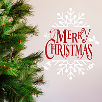 Новорічна наклейка Веселого Різдва Merry Christmas декор вікон стін Happy Pocket Червоний матова 38х48см