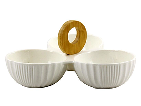 Менажниця 3-х секційна Interos 20.5см порцеляна PJ00901