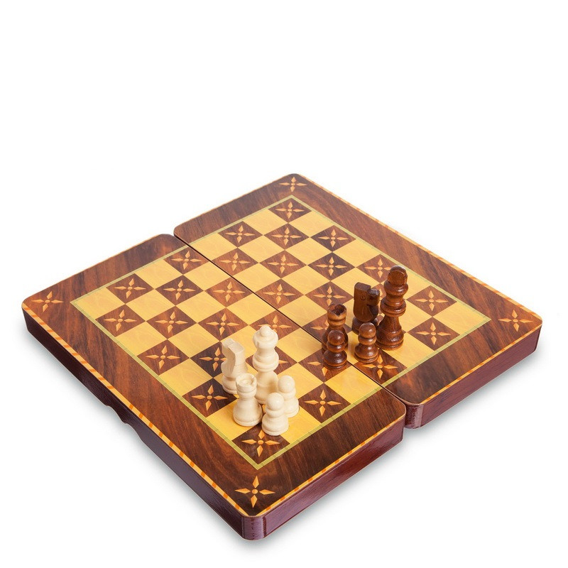 Шахи, шашки, нарди 3 в 1 MDF SP-Sport 5566C р-р дошки 29 см Коричневий-білий
