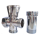 Кран вентильний триходовий для пральної машини Q PROFESSIONAL 3/4x3/4x3/4 з подовжувачем NV-QP170, фото 2