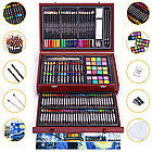 Набір для малювання 143 предметів, в дерев'яній валізі / Дитячий набір для творчості / Набір юного художника, фото 8