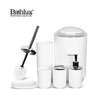 Набор аксессуаров для ванной комнаты Bathlux стильный современный из 6 предметов, Белый