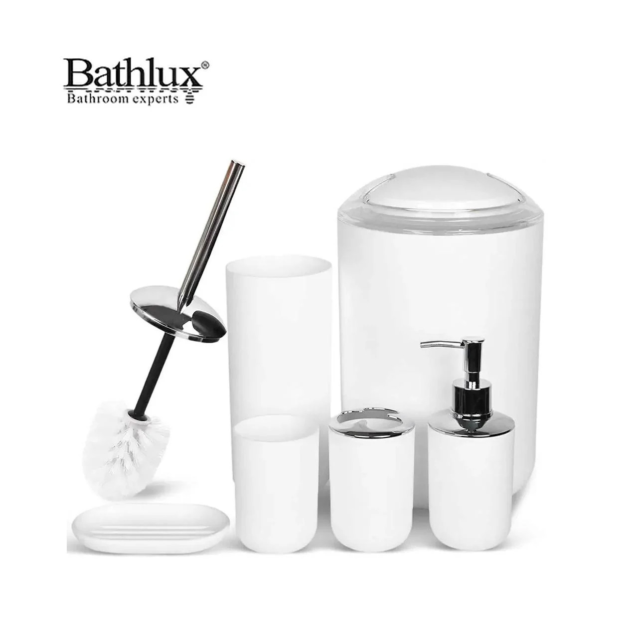 Набір аксесуарів для ванної кімнати Bathlux стильний сучасний із 6 предметів, Білий