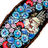 Картина на зрізі дерева панно на стіну Петриківський розпис 45x20 см ЗИМОВА НІЧ Український сувенір, фото 6