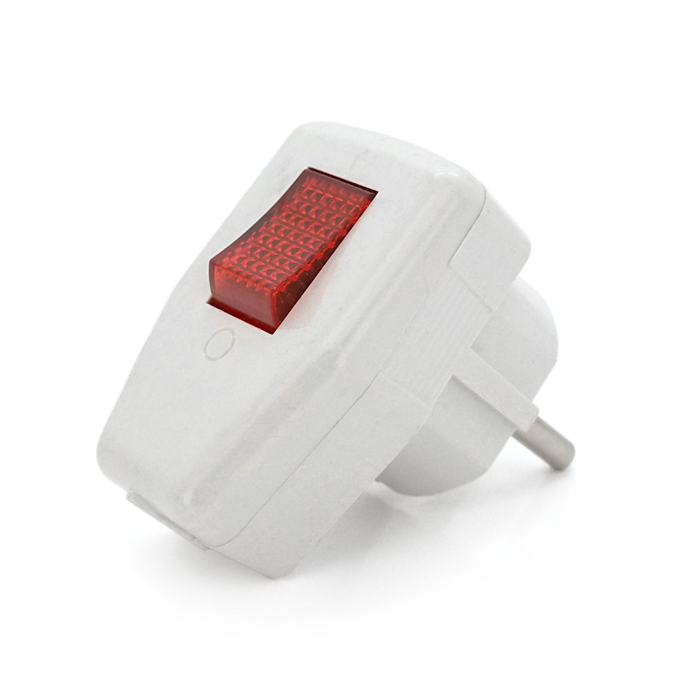 Вилка з вимикачем кутова YT-426A, 16A 250V, A105, White,
