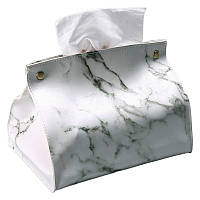 Серветниця/підставка для серветок на стіл прямокутна з екошкіри Granit біла (LB-120331)