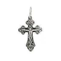 Срібний хрестик із чорнінням та насічками 3559-ч
