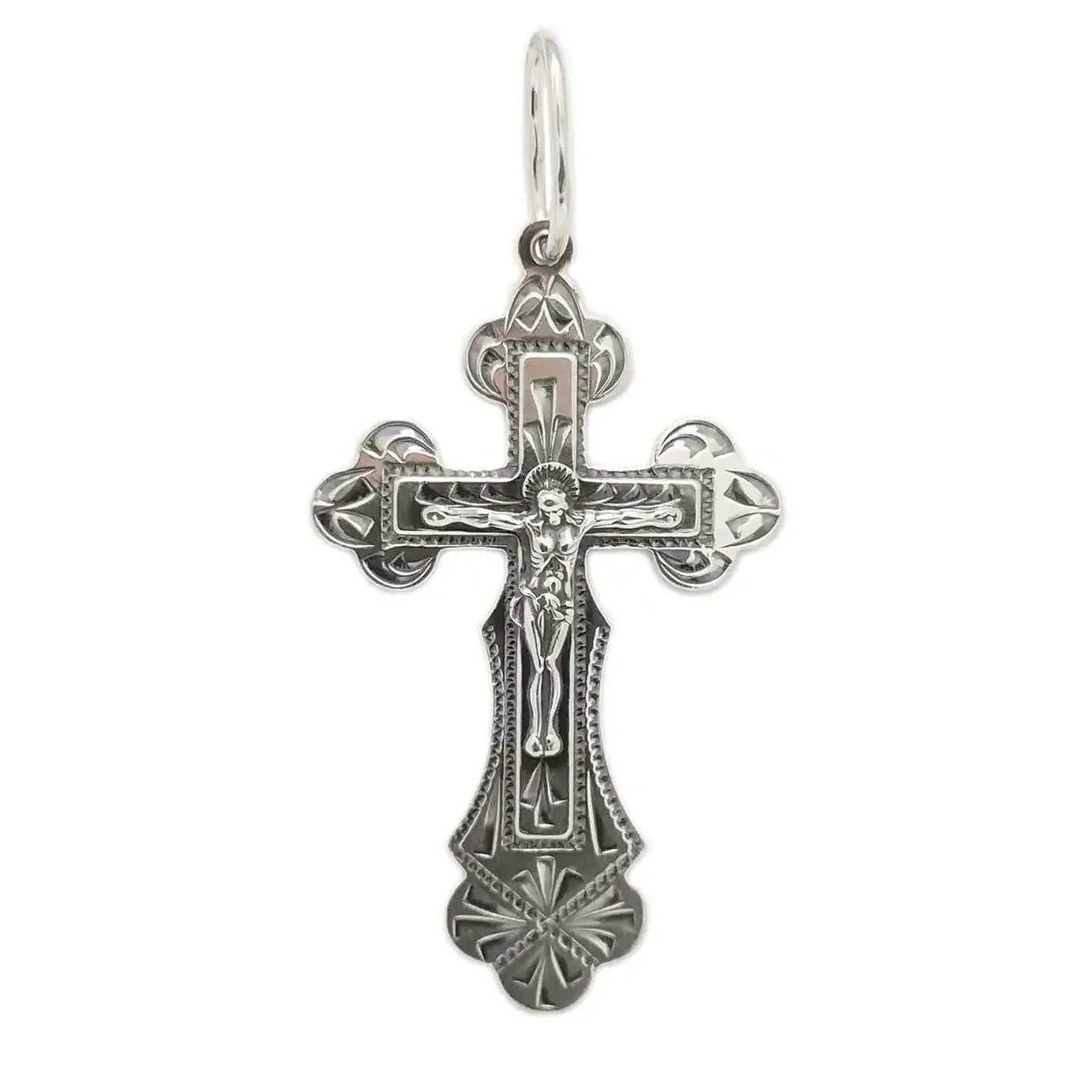 Срібний хрестик із чорнінням, 4 см 3501-ч, фото 1