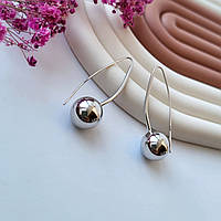 Срібні сережки (пара) сережки Кулі 12 мм на петлі срібло 926 проби Родоване срібло  с2/235 6.00г