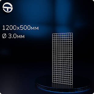 Сітка торговельна металева ITAN H/L 1200х500мм, дріт d3.0мм, біла. Решітка торгова для навісів та гачків до магазину та в інтер'єр