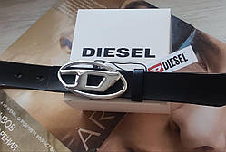 Модний вузький шкіряний ремінь Diesel чорний