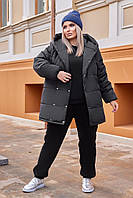 Прогулянковий жіночий костюм трійка: тепла куртка та спортивний костюм на флісі