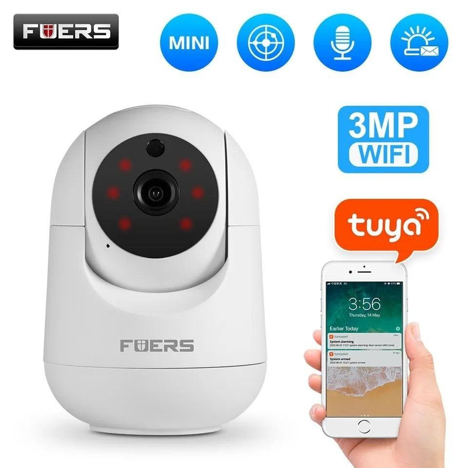 Поворотная Wi-Fi IP камера видеонаблюдения Fuers T09T 1080P Tuya Smart, 3MP. - фото 2 - id-p2038284105