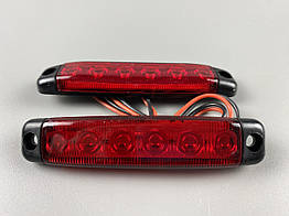 Ліхтар LED габаритний світлодіодний 24V IP67 6 led діодів SMD червоний , оптична лінза + кріплення для авто