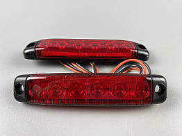 Ліхтар LED габаритний світлодіодний 24V IP67 6 led діодів SMD червоний , оптична лінза + кріплення для авто