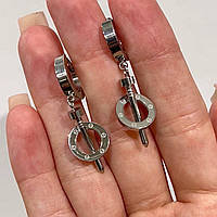 Необычные женские серьги "Серебристые большие гвозди в кольце" ювелирная медицинская сталь - подарок девушке