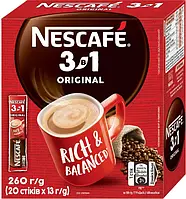 Кава Нескафе Оригінал 3в1 Nescafe Original 3in1 розчинна стік 20 штук