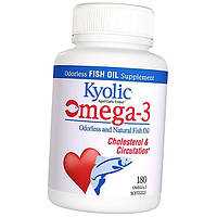 Натуральный Рыбий Жир без запаха Omega-3 Cholesterol & Circulation Kyolic 180гелкапс (67539001)