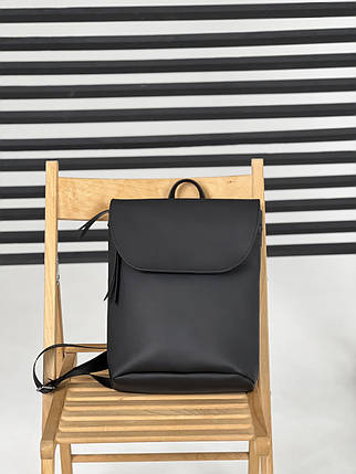 Молодіжний рюкзак Moldi чорний з екошкіри, фото 2