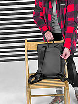 Молодіжний рюкзак Moldi чорний з екошкіри, фото 3