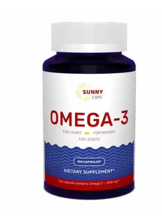 Омега-3, риб'ячий жир, Omega-3 Activ Powerfull, Sunny Caps, 1000 мг, 100 гелевих капсул