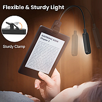 Лампа для читання книг із затиском, Перезаряджається світильник із затискачем 8 led 3 режиму, фото 4