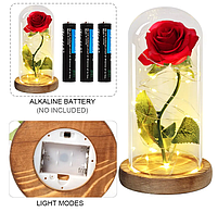 Троянда в колбі з LED підсвічуванням I Love you 21 см червона, фото 2