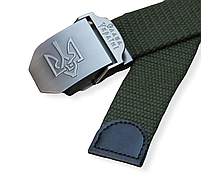 Ремінь із пряжкою Тризуб із написом Слава Україні колір Олива, фото 2