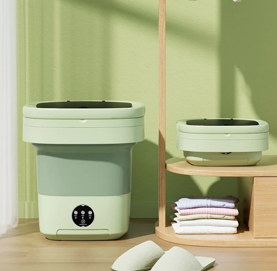 Маленька складна пральна машина 8л, центрифуга для шкарпеток та спідньої білизни Зелена, фото 1