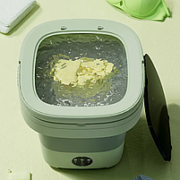 Маленька складна пральна машина 8л, центрифуга для шкарпеток та спідньої білизни Зелена, фото 4